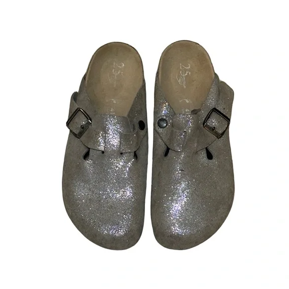 Birkenstock Silver Glitter Mules - Picture 2 of 7